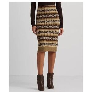 NWT Lauren Ralph Lauren Classic Fair Isle Wool-Blend Pencil Skirt - Petite XS